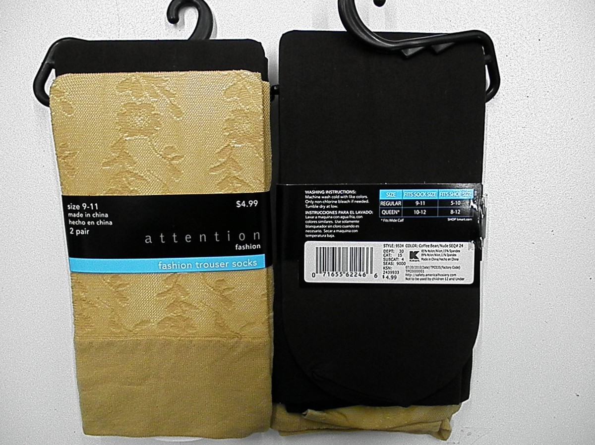 KNEE HIGH FASHION TROUSER SOCKS 9 - 11 REGULAR one pack of 2