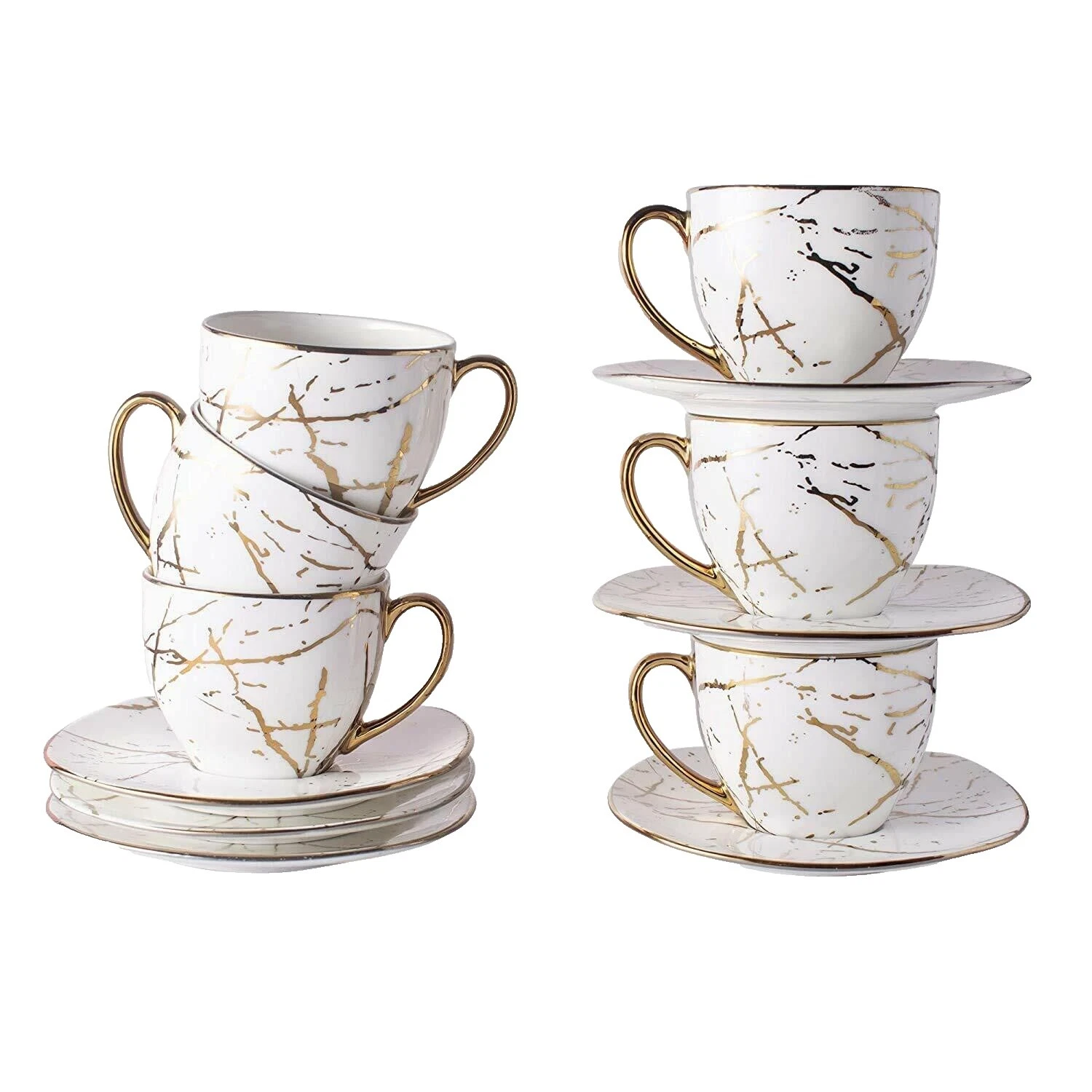 玻璃白色杯成套餐具