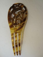 Vintage Faux Tortoise Shell Hair Comb Mantilla set with Topaz Rhinestones