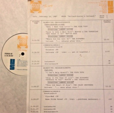 RADIO SHOW: GOLD 2/16/87 HOLLAND-DOZIER & HOLLAND 6 INTERVIEWS w/LAMONT DOZIER  
