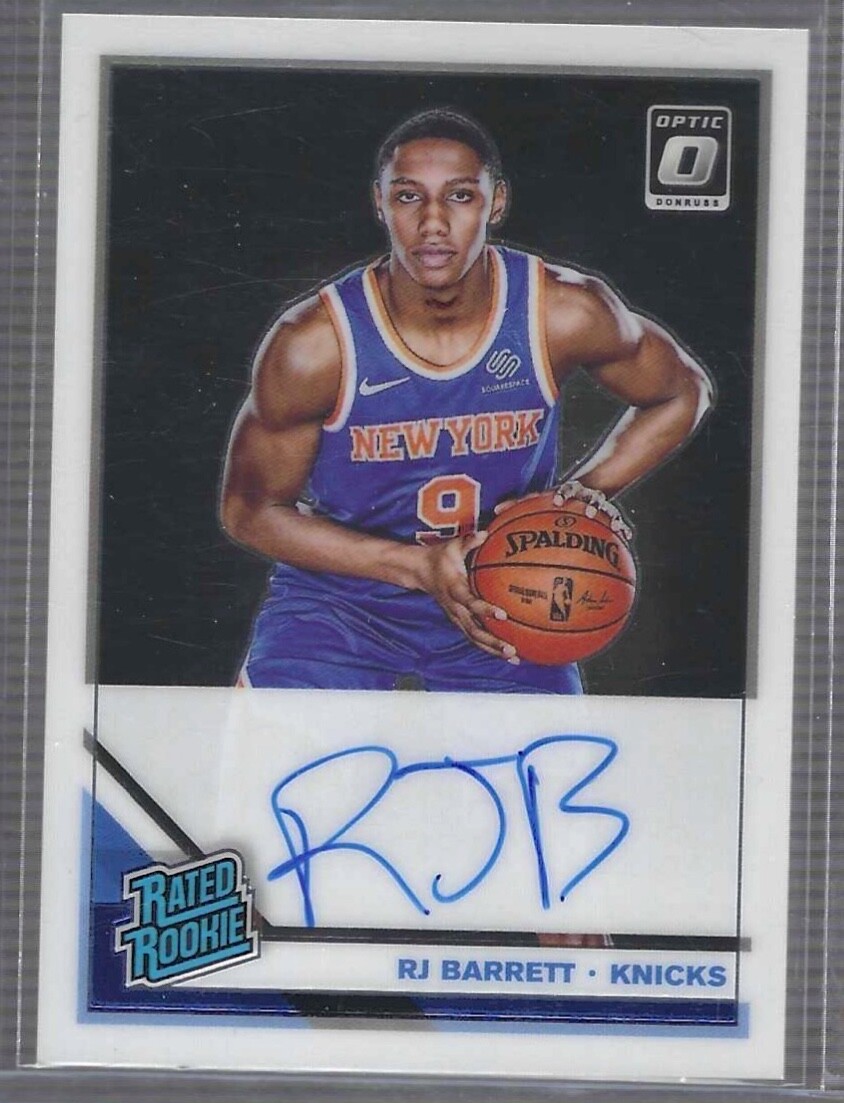 RJ BARRETT 2019-20 PANINI DONRUSS OPTIC RATED ROOKIE ON CARD AUTO RC #178