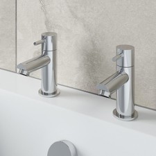 Image of Modern Chrome Bathroom Sink Twin Taps Bath Filler Shower Mixer Basin Mini Mixer