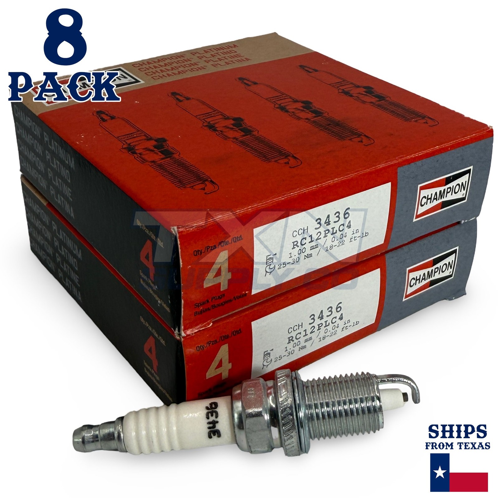 Champion 3436 Platinum Spark Plugs RC12LC4 - 8 Pack