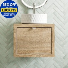 500mm Countertop Bathroom Vanity Unit Basin Sink Wall Hung Soft Close Oak