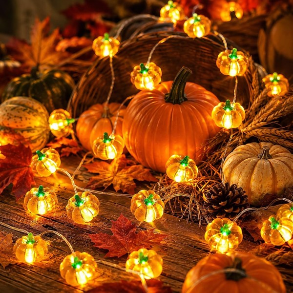 KüRbis Lichterkette Batterie 2M 20 LED Herbst Deko FüR Innen Dekoration-image
