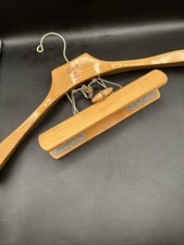 VTG SETWELL WOODEN 18" DELUXE SUIT COAT HANGER w/PANT CLAMP DELUXE