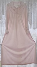 Womens Pink Shadowline Long Dreamy Nightgown Lace Silky Floral Coquette S/M