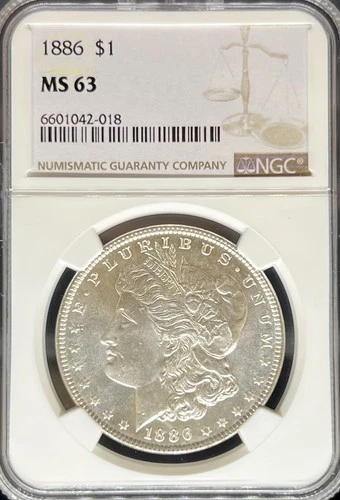 1886 Morgan Dollar MS63 NGC (#PA6601042018)