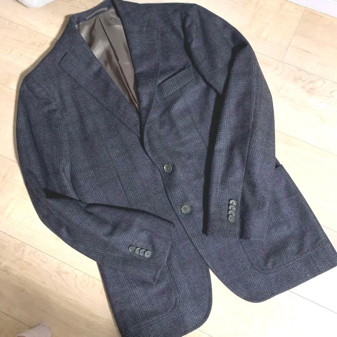 RING JACKET Brown Wool 100% Checked Pattern Suit … - image 1