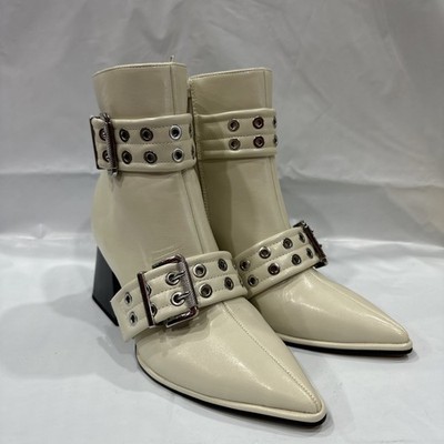 Mix No. 6 Naeve Boots Women's 7.5 Cream Faux Leather Pointed Toe Bootie EBS2798