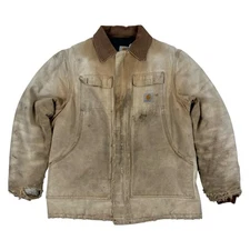 VTG 90s Y2K Carhartt Thrashed & Faded Quilt Lined Traditional Work Jacket Size M