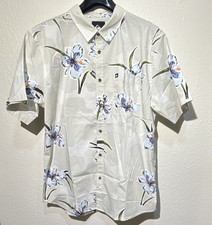 Quiksilver Mens L Beige Floral Hawaiian SS Bu...