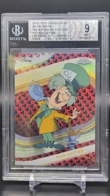 2025 Topps Chrome Disney Mad Hatter Red Black Mickey Mouse Refractor /28 BGS 9