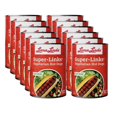 Loma Linda Super-Links (15 oz) (12 Pack) - Plant Based - Vegetarian Hot Dogs