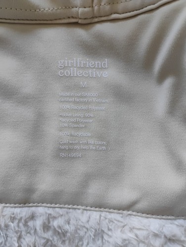 Recycled 'Girlfriend Collective' Soft Fleece Bomber Jacket M Beige BNWT - Picture 11 of 11