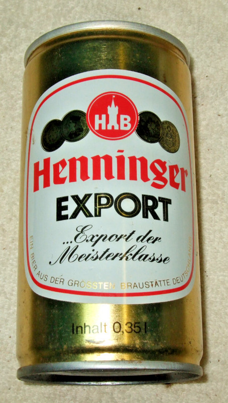 Henninger Export Beer Can Bottom Opened