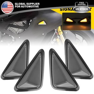 4X White/Amber LED Motorcycle Flush Mount Turn Signal Indicator Blinker Light