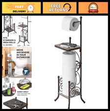 Elegant Bathroom Toilet Paper Holder Stand with Shelf, Bronze Finish, English St