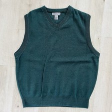 Vintage Cypress Link  Golf Cotton V Neck Sweater Vest ForestGreen Size LARGE
