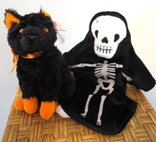 Ty Beanie Baby "SET" FRAIDY the Cat  CREEPERS the Skeleton w/ Perfect Mint Tags
