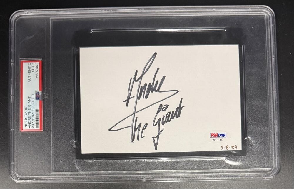 Andre The Giant Signed Autograph PSA/DNA Slab Very Rare Cut Card COA WWF WWE B