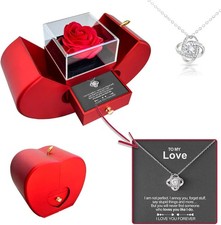Preserved Handmade Red Rose With Hollow Clavicle Necklace,Jewelry Boxes With Nec