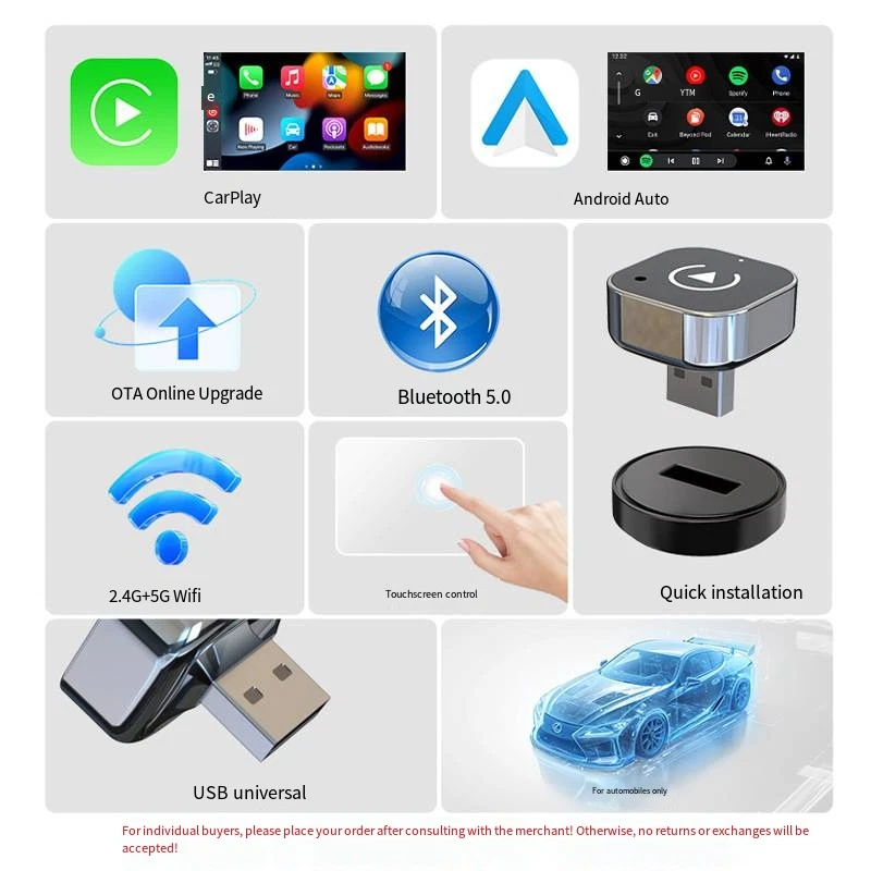 USB Auto2025Wireless CarPlay Adapter For Apple Android Wireless Dongle Plug＆Play - Image 2 of 4