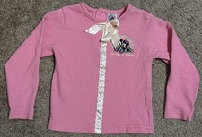 Vtg Mickey  Co Kids Long Sleeve Mickey Minnie embroidery w/ white ribbon sz 4