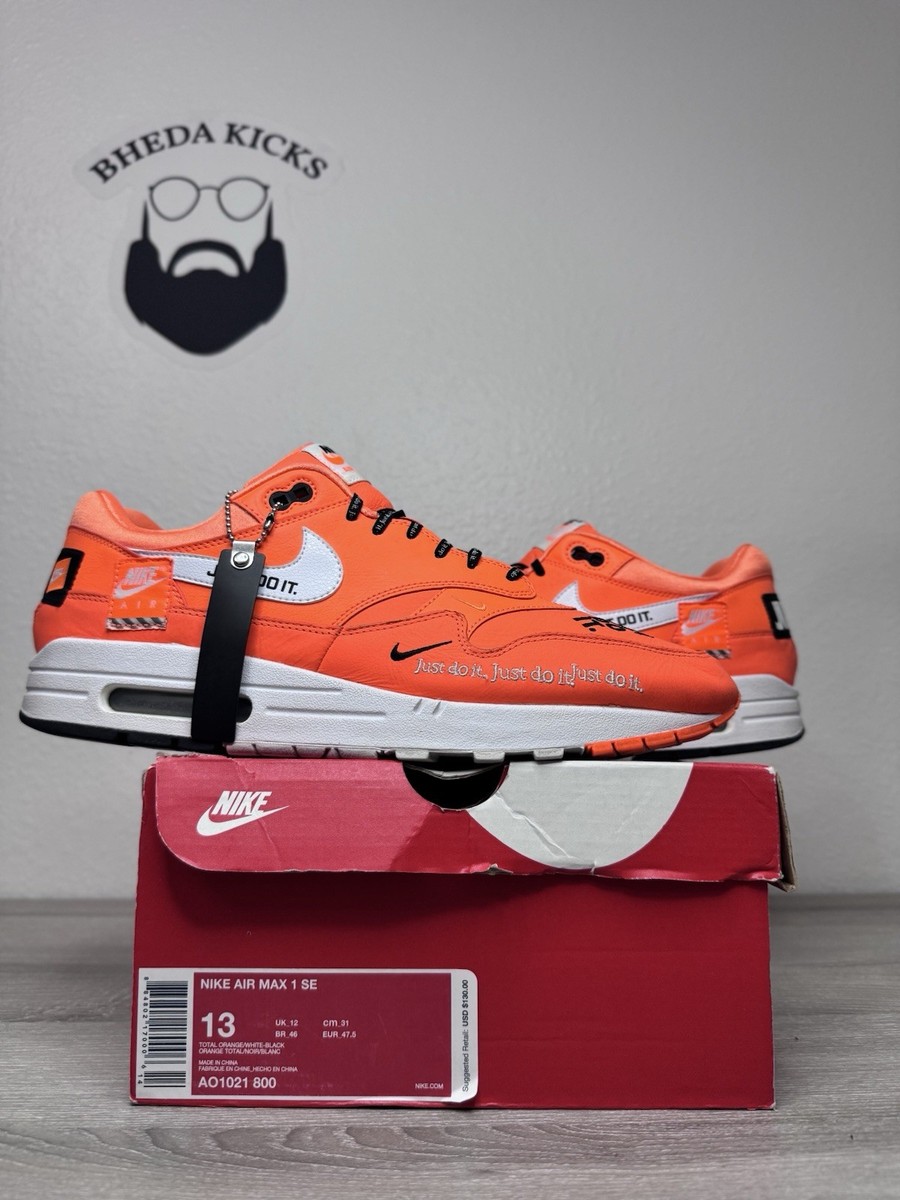 Size 13 - Nike Air Max 1 Just Do It 2018 AO1021-800 Men's Sneaker