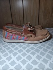 Sperry Songfish YG56332A 3 Eye Boat Shoes Suede Brown Pattern Loafers Kids 4m