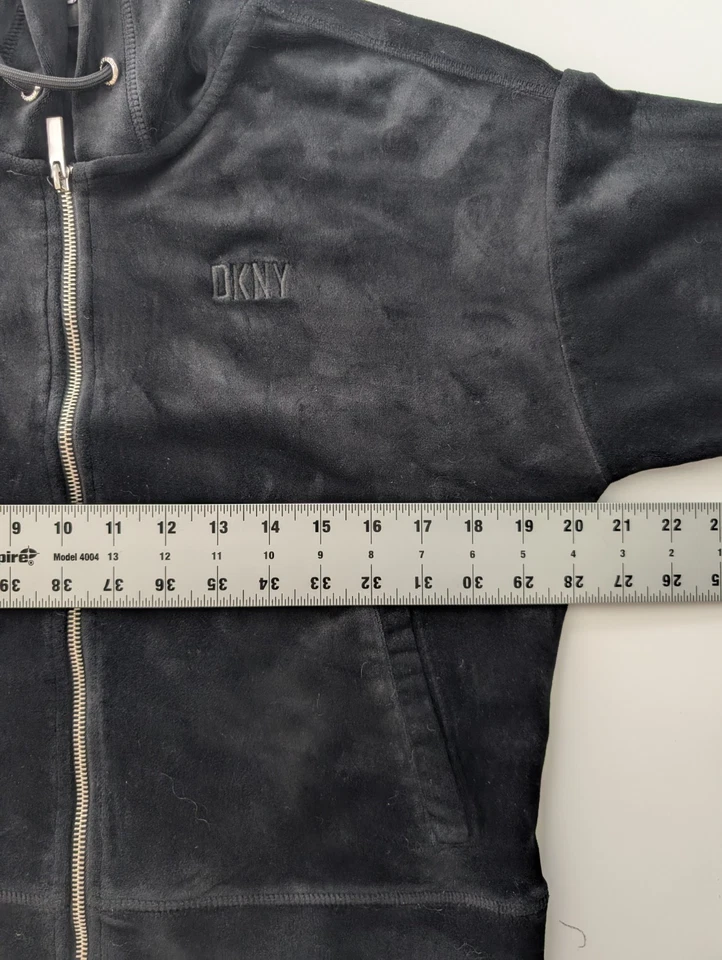 DKNY Sport Women’s Black Velour Zip-Up Hoodie Jacket Small - Image 4 of 4