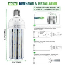 E39 Large Mogul Base Led Corn Bulb Light 60w 9000lm 120v Warehouse Street Lamp