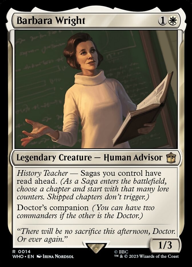 Barbara Wright 0014 Non Foil Rare Doctor Who Commander MTG Near Mint