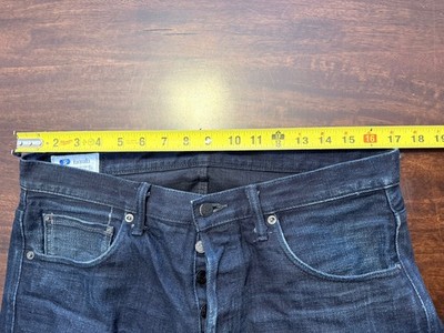Tanuki Jeans Mens 34 Blue/Black Selvedge Tapered  ZB120HT Japan Denim Dark Wash