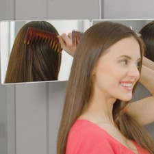 3 Way Trifold Mirror Barber Mirror Adjustable Height Brackets 360° Self Mirror 