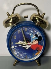 Disney Fantasia Mickey Mouse Double Twin Bell Blue Sunbeam Alarm Clock