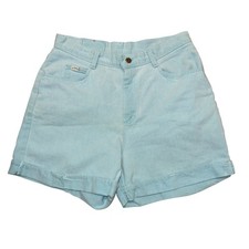 Vintage Lee Riders Mom Shorts Womens 14 Med High Rise Aqua Blue Pockets Retro