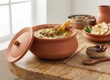 Handmade Terracotta Clay Handi Pot 6.5" 500ml Traditional Earthenware Cookware