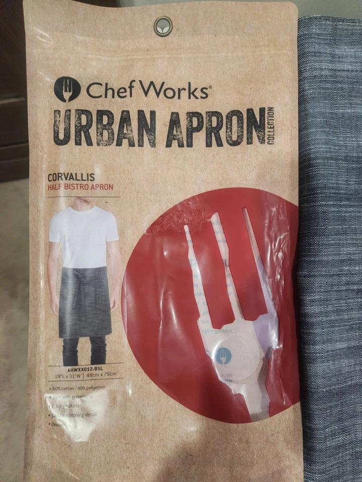 Chef Works Urban Unisex Corvallis Half Bistro Apron Gray AHWXX012- BSL  - Image 2 of 4