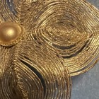 Gold Tone Flower Brooch Pin Metal Textured Swirl Petals No Stone — photo 4