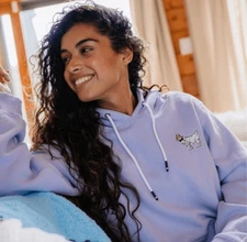 GOAT WG Hooded Sweatshirt Lilac Purple Hoodie Size Small Embroidered GOAT Chest