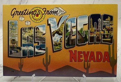 Postcard Greetings from Las Vegas Nevada Large Letter