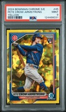 2024 BOWMAN CHROME SAPPHIRE ED YELLOW #45 PETE CROW-ARMSTRONG RC 8/75 PSA 9