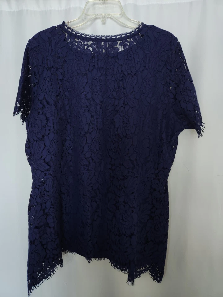 Женская кружевная блузка Isaac Mizrahi - темно-синяя - Изображение 3 из 3
