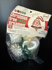 Walco Christmas Tree Ornament Kit 3408 Green Jewels on White Satin Vintage 1971