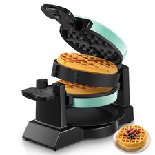 Waffle Maker, 1400W Double Belgian Waffle Iron 180&deg; Flip, 8 Slices in 3 Mins,...