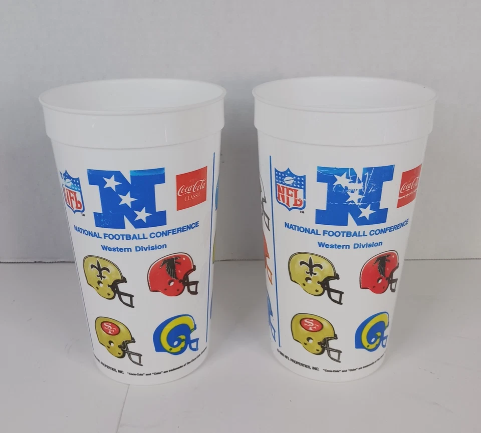 1988 Long John Silver Coca Cola NFL Souvenir copo plástico times de futebol NFC - Imagem 2 de 4