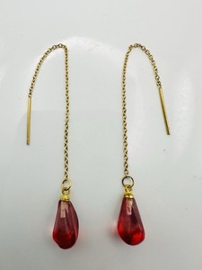 Authentic Handmade Threader Gold Plated Pomegranate Glass Earrings