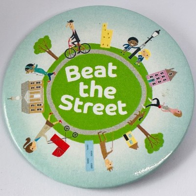 Beat the Street UK Community Gesundheit aktiv Spiel Wandern Radfahren Promo Pin Anstecker