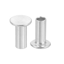 50Pcs 5mm x 12mm Aluminum Flat Head Semi Tubular Rivets Silver Tone
